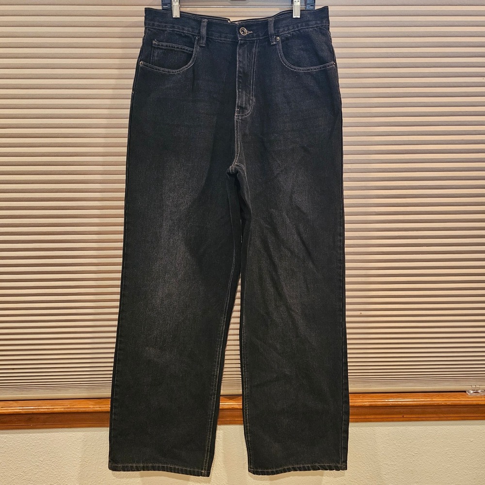 BDG Nitrofit Mens Wide Leg‎ Jeans Faded Black Denim 33x32 Urban Outfitters